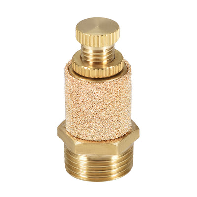 Harfington Sintered Bronze Exhaust Muffler Top Adjustable  - Brass Body Pneumatic Air Muffler Air Flow Speed Controller Brass Flow Control Muffler
