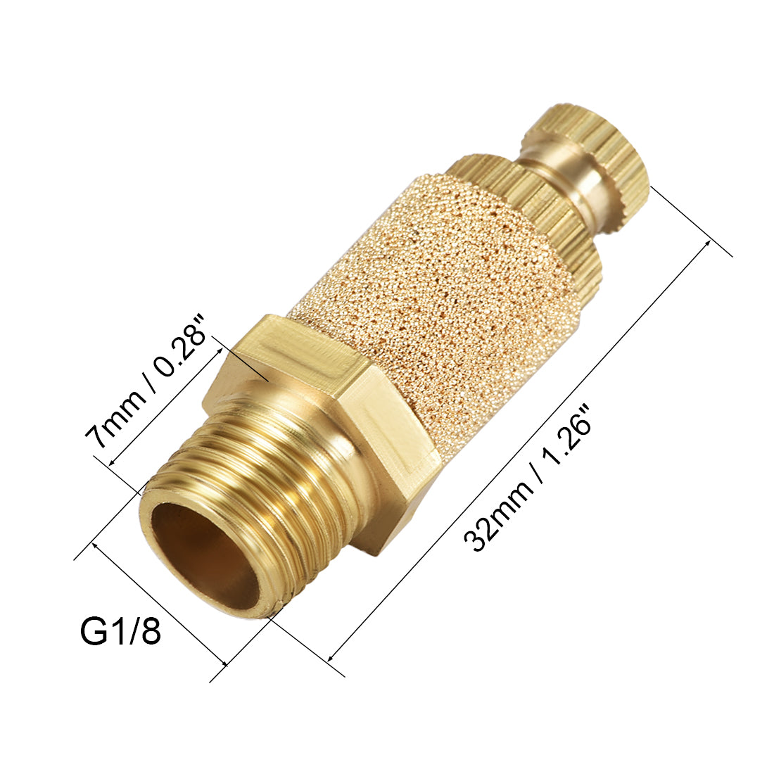 Harfington Sintered Bronze Exhaust Muffler Top Adjustable  - Brass Body Pneumatic Air Muffler Air Flow Speed Controller Brass Flow Control Muffler