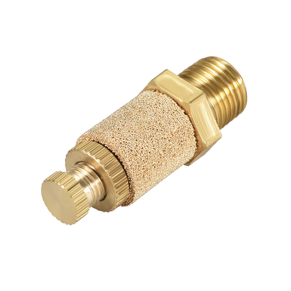 Harfington Sintered Bronze Exhaust Muffler Top Adjustable  - Brass Body Pneumatic Air Muffler Air Flow Speed Controller Brass Flow Control Muffler