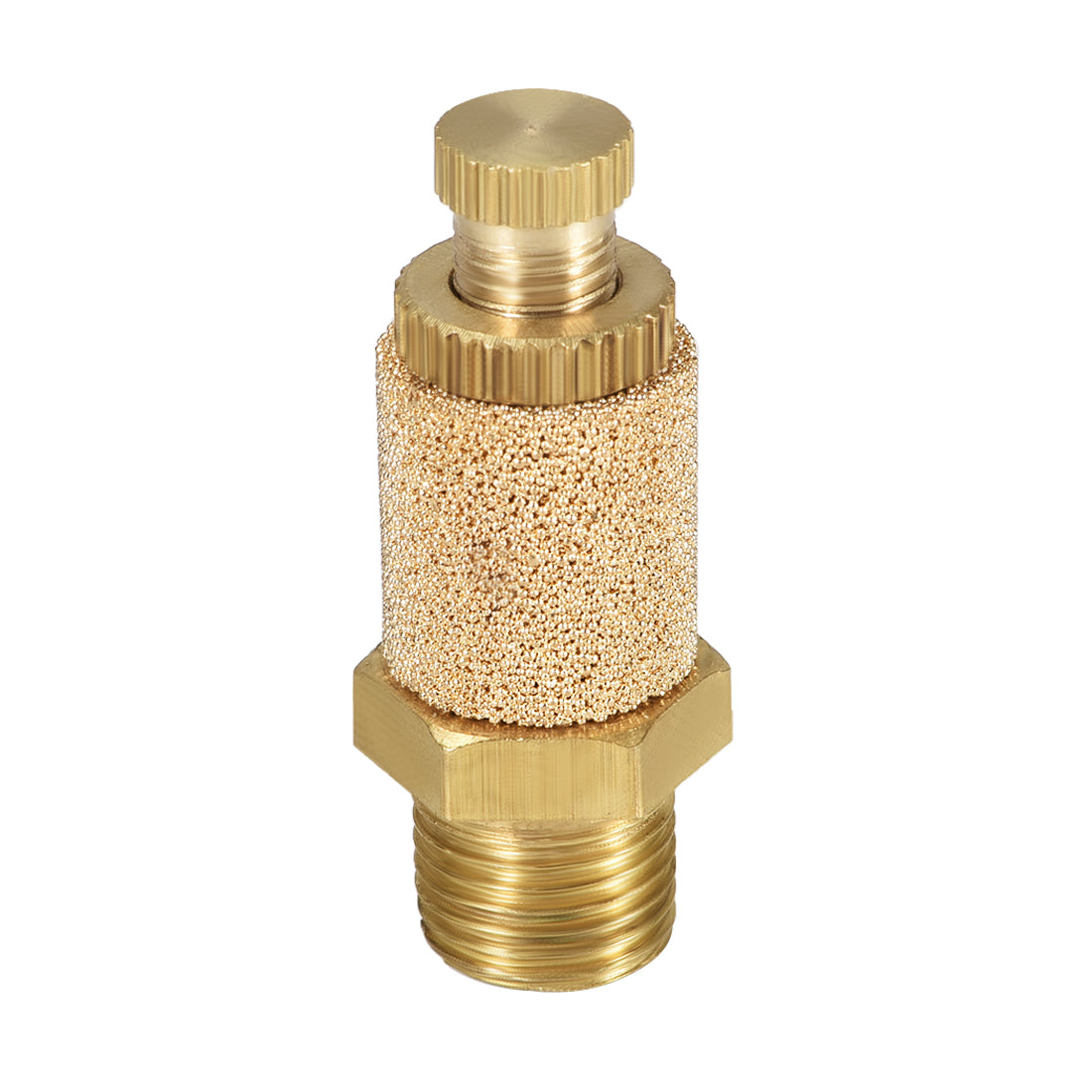 Harfington Sintered Bronze Exhaust Muffler Top Adjustable  - Brass Body Pneumatic Air Muffler Air Flow Speed Controller Brass Flow Control Muffler