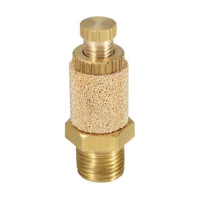 Harfington Sintered Bronze Exhaust Muffler Top Adjustable  - Brass Body Pneumatic Air Muffler Air Flow Speed Controller Brass Flow Control Muffler