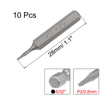 Harfington Screwdriver Bits 10pcs 5/32 Inch Hex Shank Star-Shape P2/0.8mm Screwdriver Bit Set 28mm Length P2 Screw Driver Kit Tools