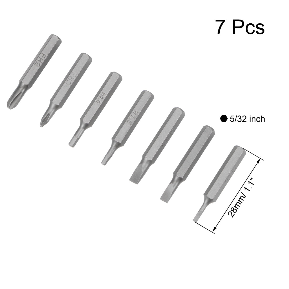 Harfington Screwdriver Bits Set 7pcs 5/32 Inch Hex Shank Phillips Slotted Hex Screwdriver Bit Set 28mm Length S2 Screw Driver Kit Tools