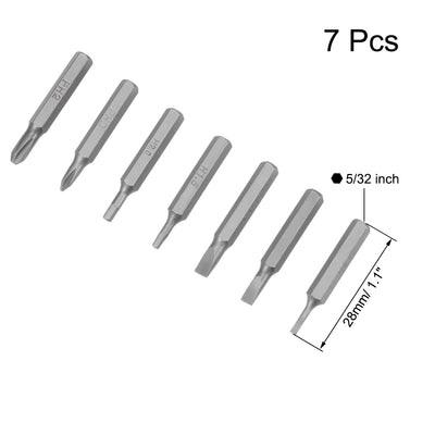 Harfington Screwdriver Bits Set 7pcs 5/32 Inch Hex Shank Phillips Slotted Hex Screwdriver Bit Set 28mm Length S2 Screw Driver Kit Tools