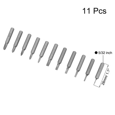 Harfington Screwdriver Bits Set 11pcs 5/32 Inch Hex Shank Phillips Slotted Screwdriver Bit Set 28mm Length S2 Screw Driver Kit Tools
