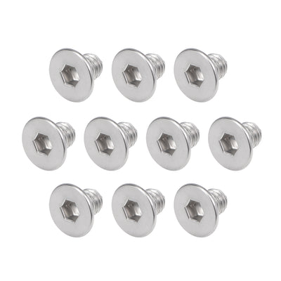 Harfington Flat Head Machine Screws Inner Hex Screw 304 Stainless Steel Fasteners Bolt 80pcs