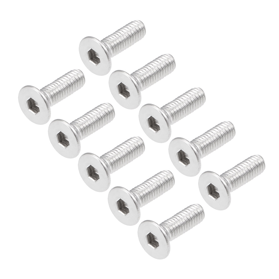 Harfington M3x10mm Flat Head Machine Screws Inner Hex Screw 304 Stainless Steel Fasteners Bolts 40Pcs