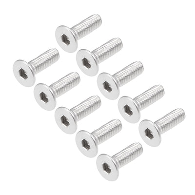 Harfington M3x10mm Flat Head Machine Screws Inner Hex Screw 304 Stainless Steel Fasteners Bolts 40Pcs