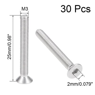 Harfington Flat Head Machine Screws Hex Screw 304 Stainless Steel  Bolts 30Pcs