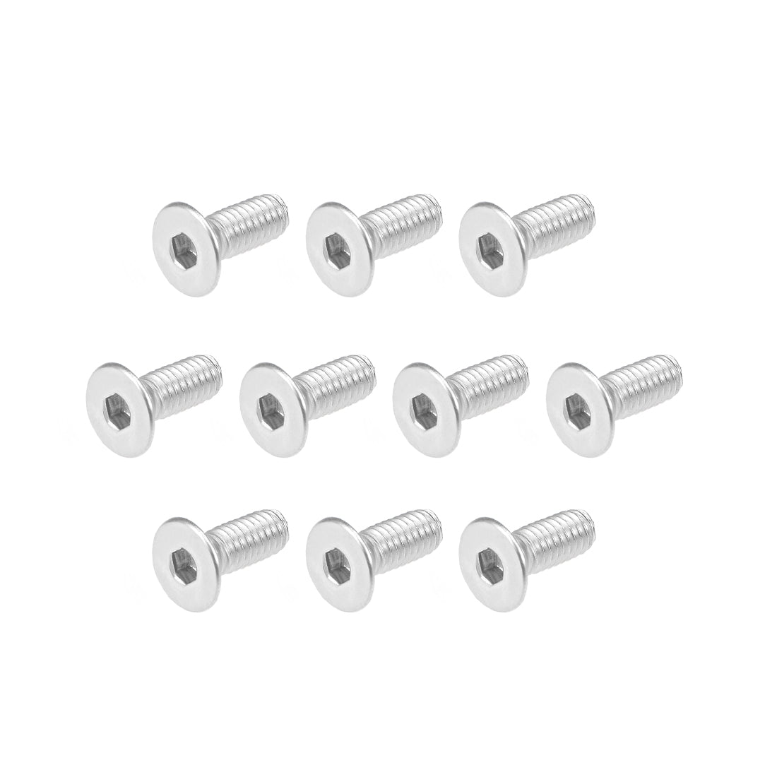 Harfington M4x10mm Flat Head Machine Screws Inner Hex Screw 304 Stainless Steel Fasteners Bolts 40Pcs