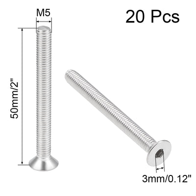 Harfington Flat Head Machine Screws Inner Hex Screw Stainless Steel Bolts 20Pcs