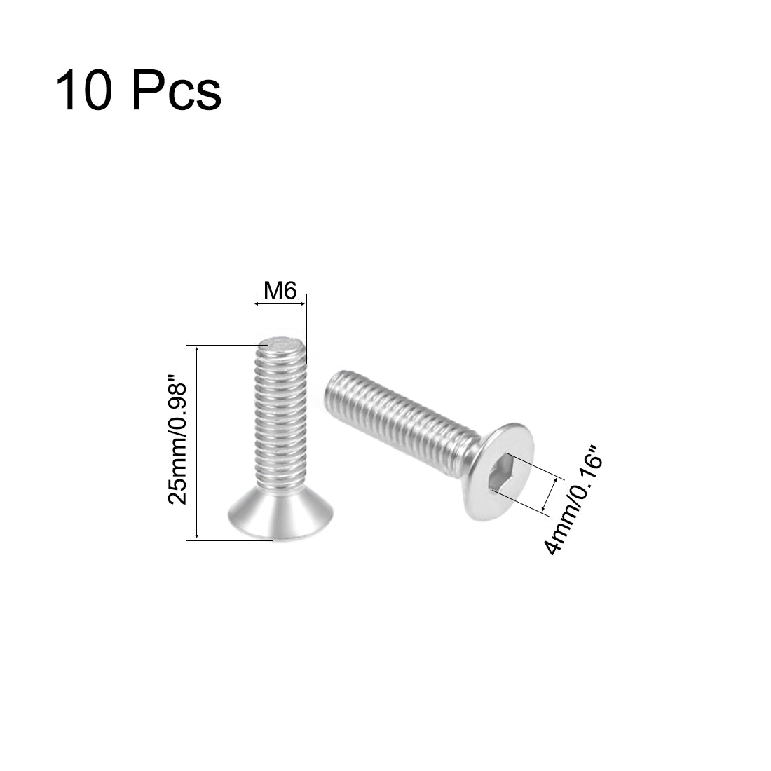Harfington Flat Head Machine Screws Inner Hex Screw 304 Stainless Steel Bolts 10Pcs
