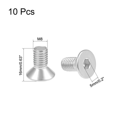 Harfington Flat Machine Screws Inner Hex Screw 304 Stainless Steel Fasteners Bolt
