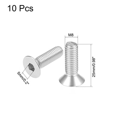 Harfington Flat Machine Screws Inner Hex Screw 304 Stainless Steel Fasteners Bolt