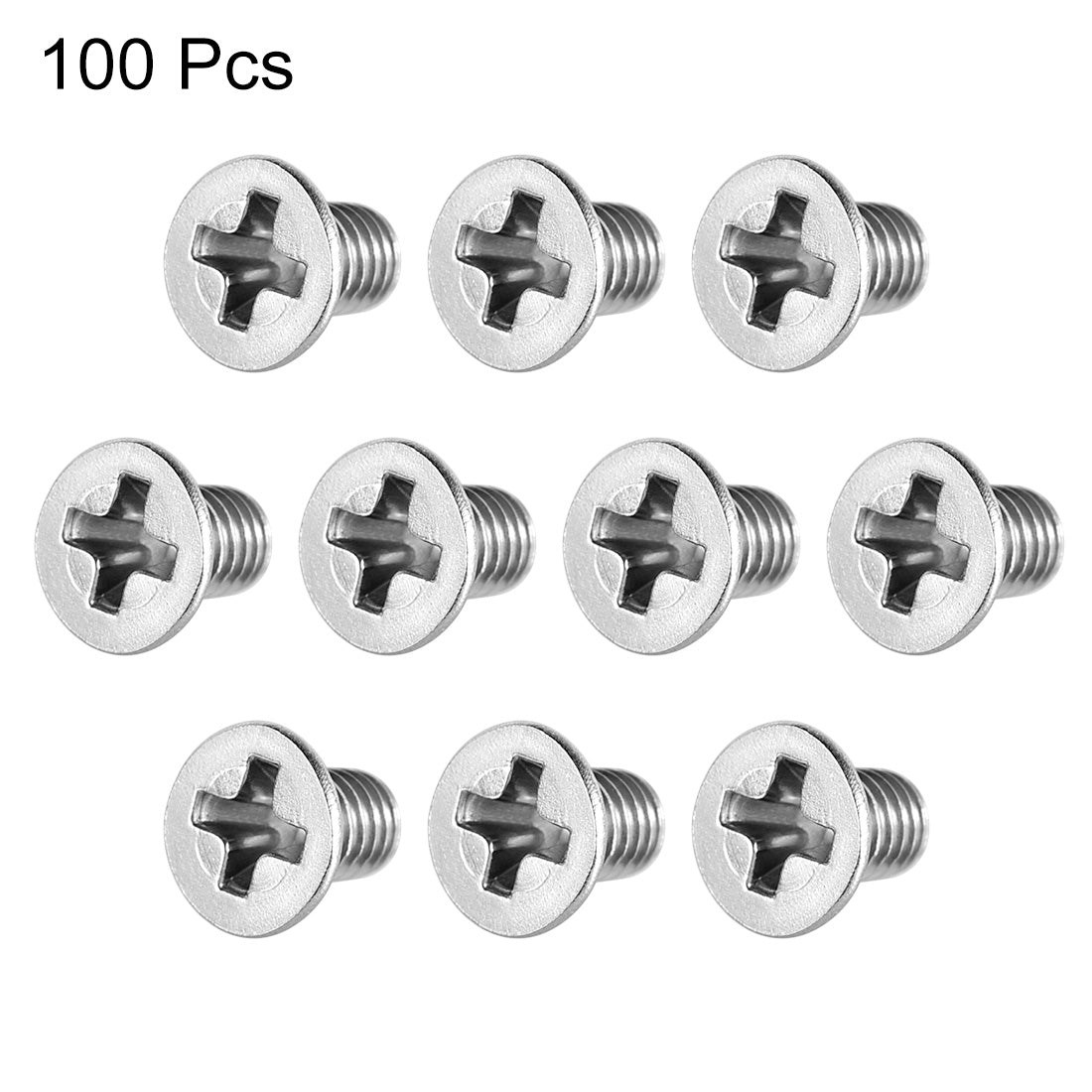 Harfington Flat Head Machine Screws Phillips Cross Screw 304 Stainless Steel Fasteners Bolts 100Pcs