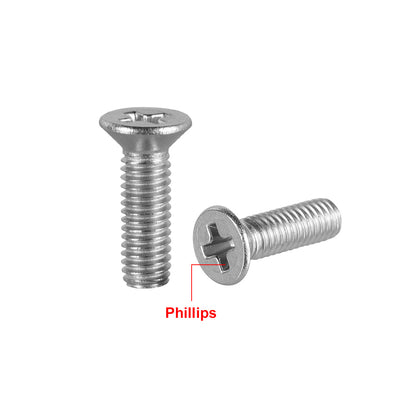 Harfington Flat Head Machine Screws Phillips Cross Screw 304 Stainless Steel Fasteners Bolts 100Pcs