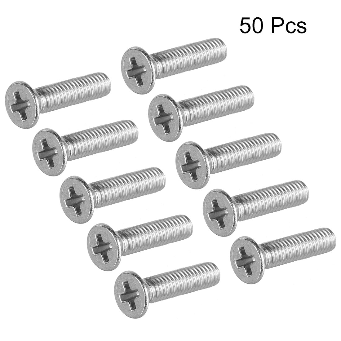Harfington Flat Head Machine Screws Inner Phillips Screw 304 Steel Fasteners Bolts 50pcs