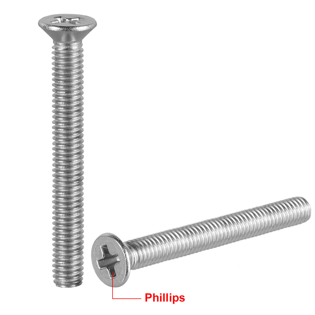 Harfington Flat Head Machine Screws Phillips Cross Screw 304 Stainless Steel Fasteners Bolts 100Pcs