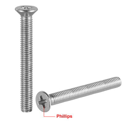 Harfington Flat Head Machine Screws Phillips Cross Screw 304 Stainless Steel Fasteners Bolts 100Pcs