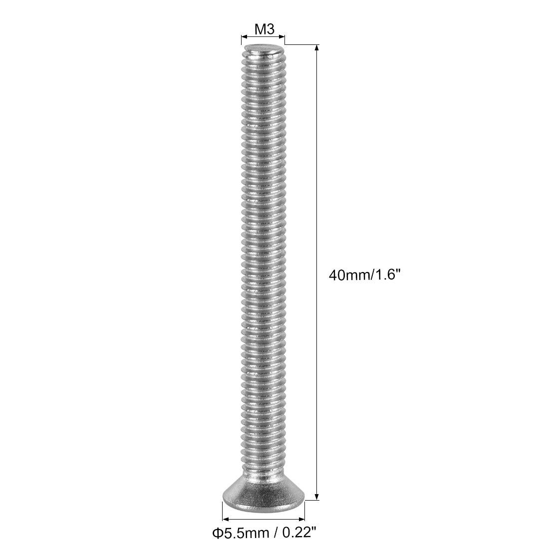 Harfington Flat Head Machine Screws Phillips Cross Screw 304 Stainless Steel Fasteners Bolt 30Pcs