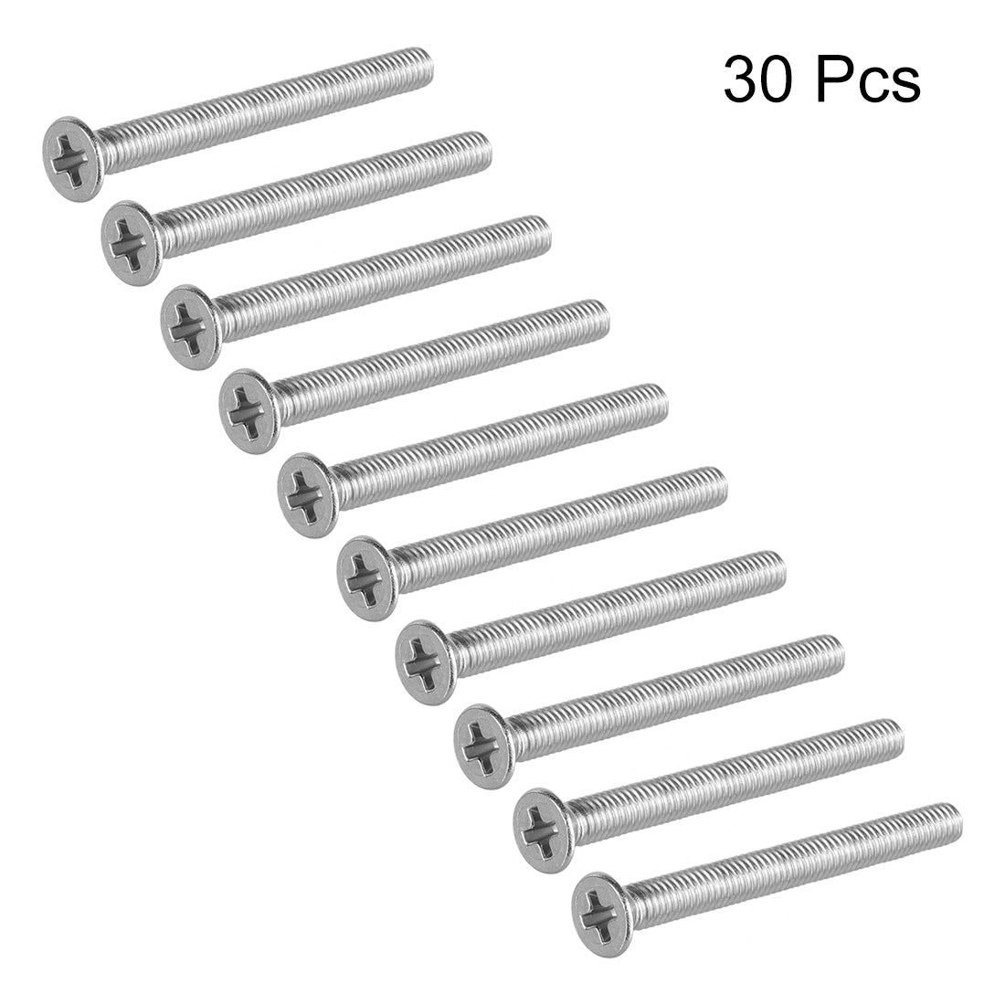 Harfington Flat Head Machine Screws Phillips Cross Screw 304 Stainless Steel Fasteners Bolt 30Pcs