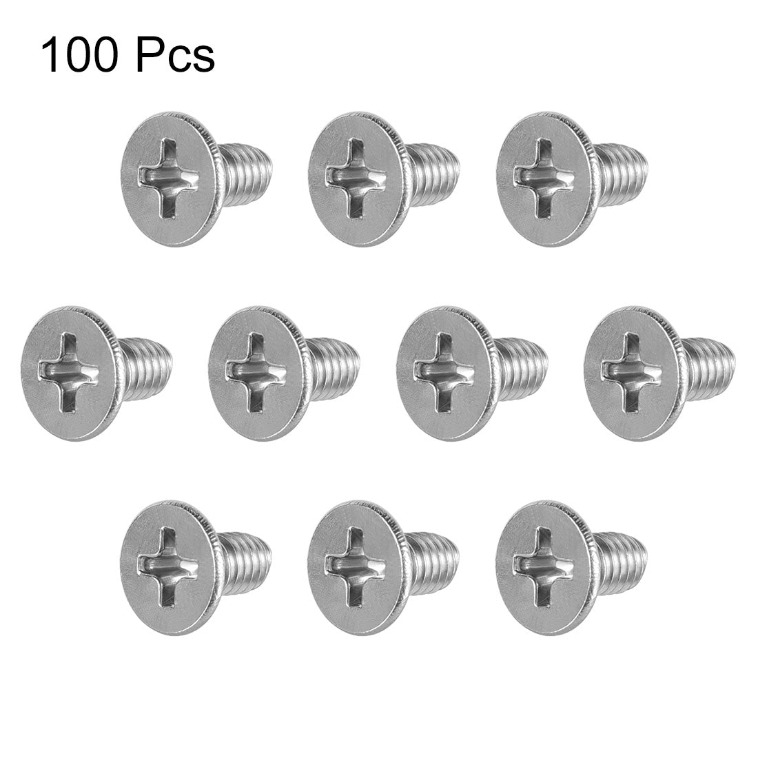 Harfington Flat Head Machine Screws Phillips Cross Screw 304 Stainless Steel Fasteners Bolts 100Pcs