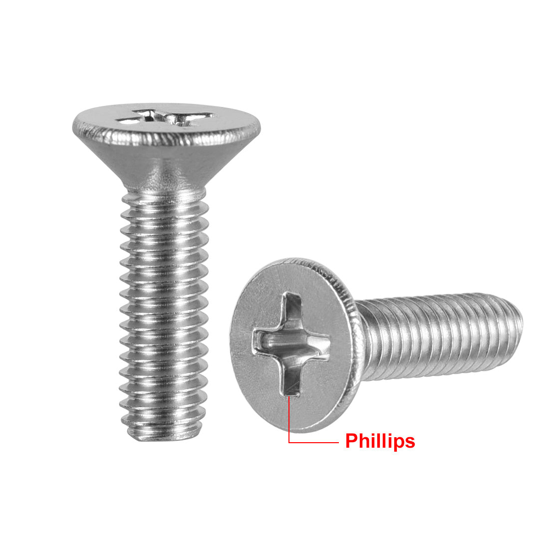 Harfington Flat Head Machine Screws Phillips Cross Screw 304 Stainless Steel Fasteners Bolt 30Pcs
