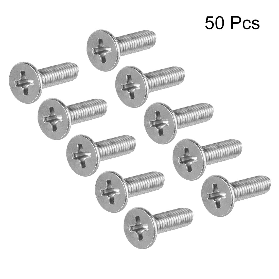Harfington Flat Head Machine Screws Inner Phillips Screw 304 Steel Fasteners Bolts 50pcs