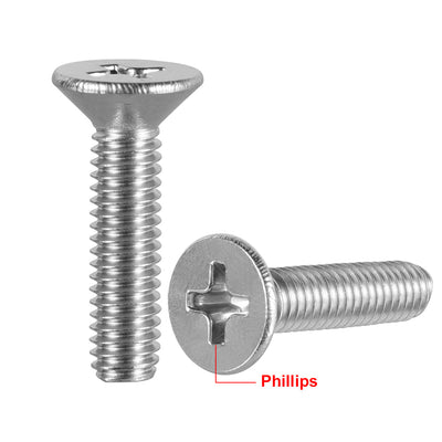 Harfington Flat Head Machine Screws Inner Phillips Screw 304 Steel Fasteners Bolts 50pcs