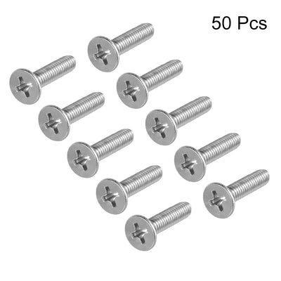 Harfington Flat Head Machine Screws Inner Phillips Screw 304 Steel Fasteners Bolts 50pcs