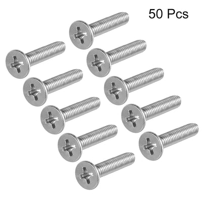 Harfington Flat Head Machine Screws Inner Phillips Screw 304 Steel Fasteners Bolts 50pcs