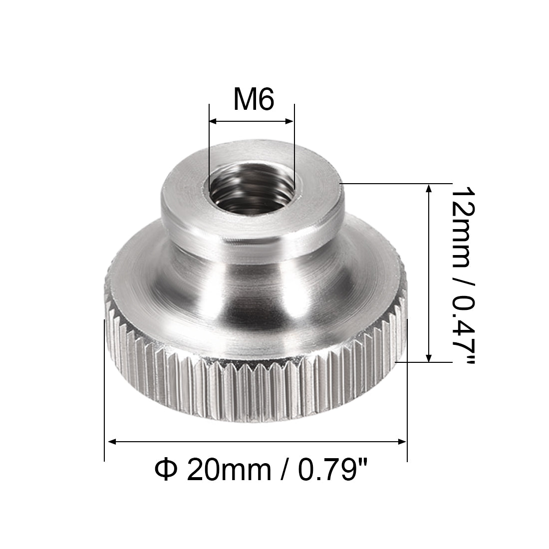Harfington Knurled Thumb Nuts - M6 Round Knobs with  304 Stainless Steel - 4 Pcs
