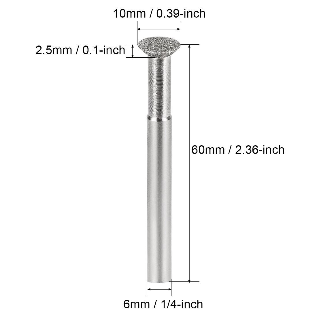 Harfington Diamond Burrs Grinding Drill Bits for Carving Rotary Tool 1/4-Inch Shank 10mm Bevel T Shape 150 Grit 10 Pcs