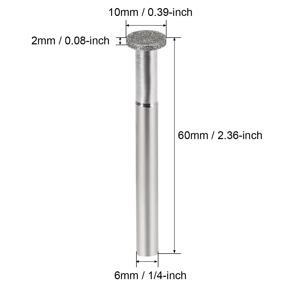 Harfington Diamond Burrs Grinding Drill Bits for Carving Rotary Tool 1/4-Inch Shank 10mm T Shape 150 Grit 2 Pcs