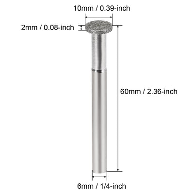 Harfington Diamond Burrs Grinding Drill Bits for Carving Rotary Tool 1/4-Inch Shank 10mm T Shape 150 Grit 2 Pcs