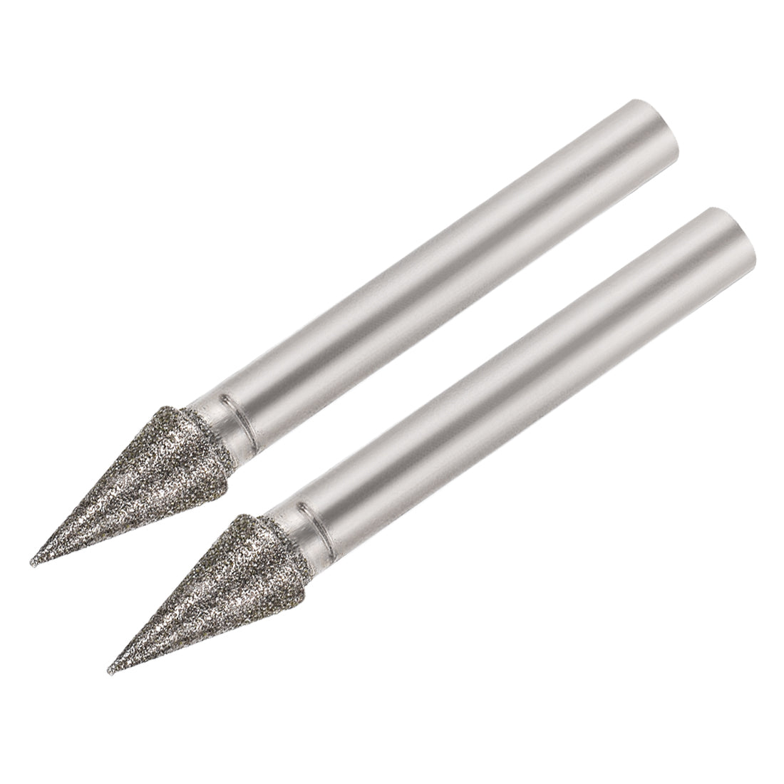Harfington Diamond Burrs Grinding Drill Bits for Carving Rotary Tool 1/4-Inch Shank 8mm Conial 150 Grit 2 Pcs