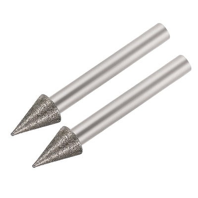 Harfington Diamond Burrs Grinding Drill Bits for Carving Rotary Tool 1/4-Inch Shank 10mm Conial 150 Grit 2 Pcs