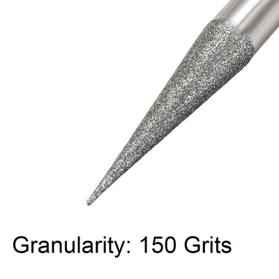 Harfington Diamond Burrs Grinding Drill Bits for Carving Rotary Tool 1/4-Inch Shank 6mm Pointed 150 Grit 2 Pcs