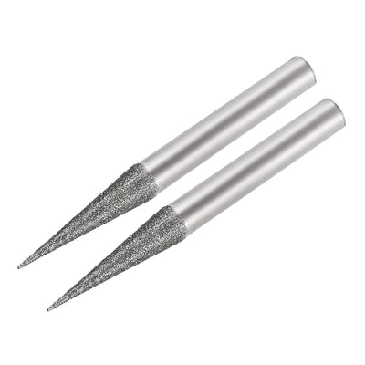 Harfington Diamond Burrs Grinding Drill Bits for Carving Rotary Tool 1/4-Inch Shank 6mm Pointed 150 Grit 2 Pcs