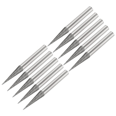 Harfington Diamond Burrs Grinding Drill Bits for Carving Rotary Tool 1/4-Inch Shank 6mm Pointed 150 Grit 10 Pcs