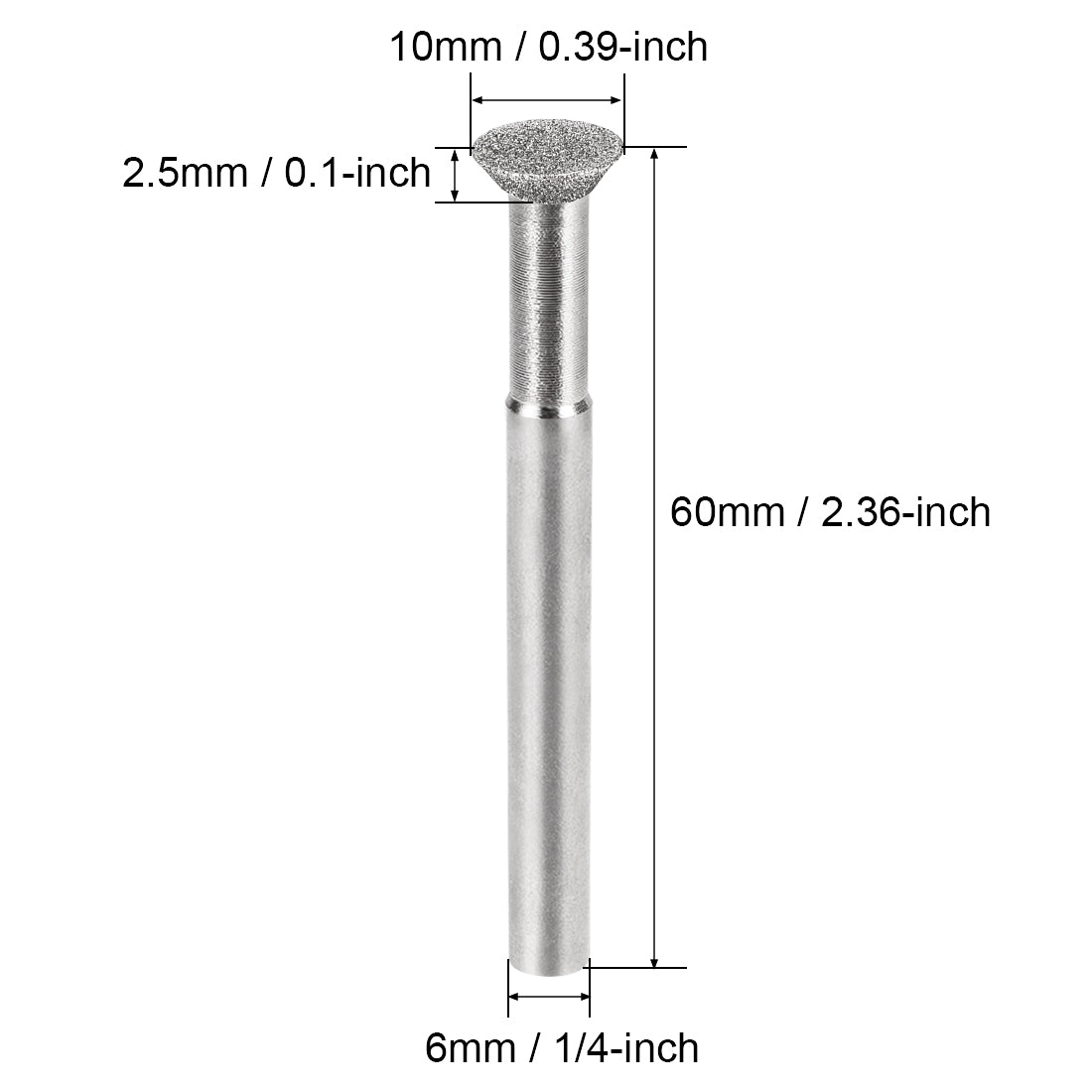 Harfington Diamond Burrs Grinding Drill Bits for Carving Rotary Tool 1/4-Inch Shank 10mm Bevel T Shape 120 Grit 2 Pcs