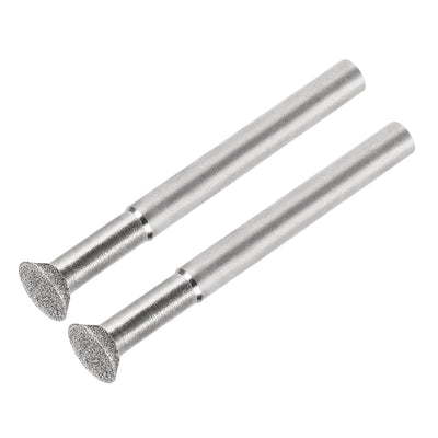 Harfington Diamond Burrs Grinding Drill Bits for Carving Rotary Tool 1/4-Inch Shank 10mm Bevel T Shape 120 Grit 2 Pcs