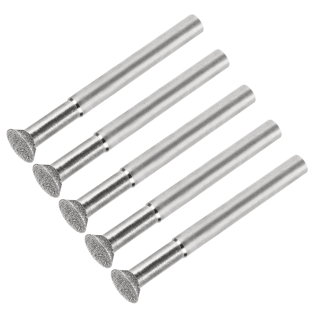 Harfington Diamond Burrs Grinding Drill Bits for Carving Rotary Tool 1/4-Inch Shank 10mm Bevel T Shape 120 Grit 5 Pcs