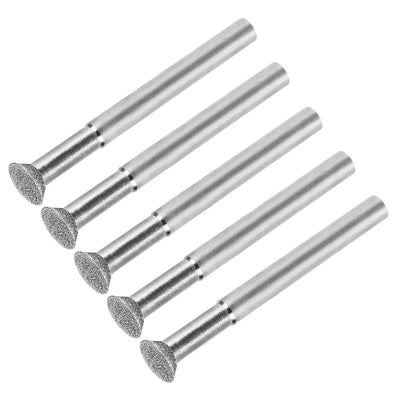 Harfington Diamond Burrs Grinding Drill Bits for Carving Rotary Tool 1/4-Inch Shank 10mm Bevel T Shape 120 Grit 5 Pcs