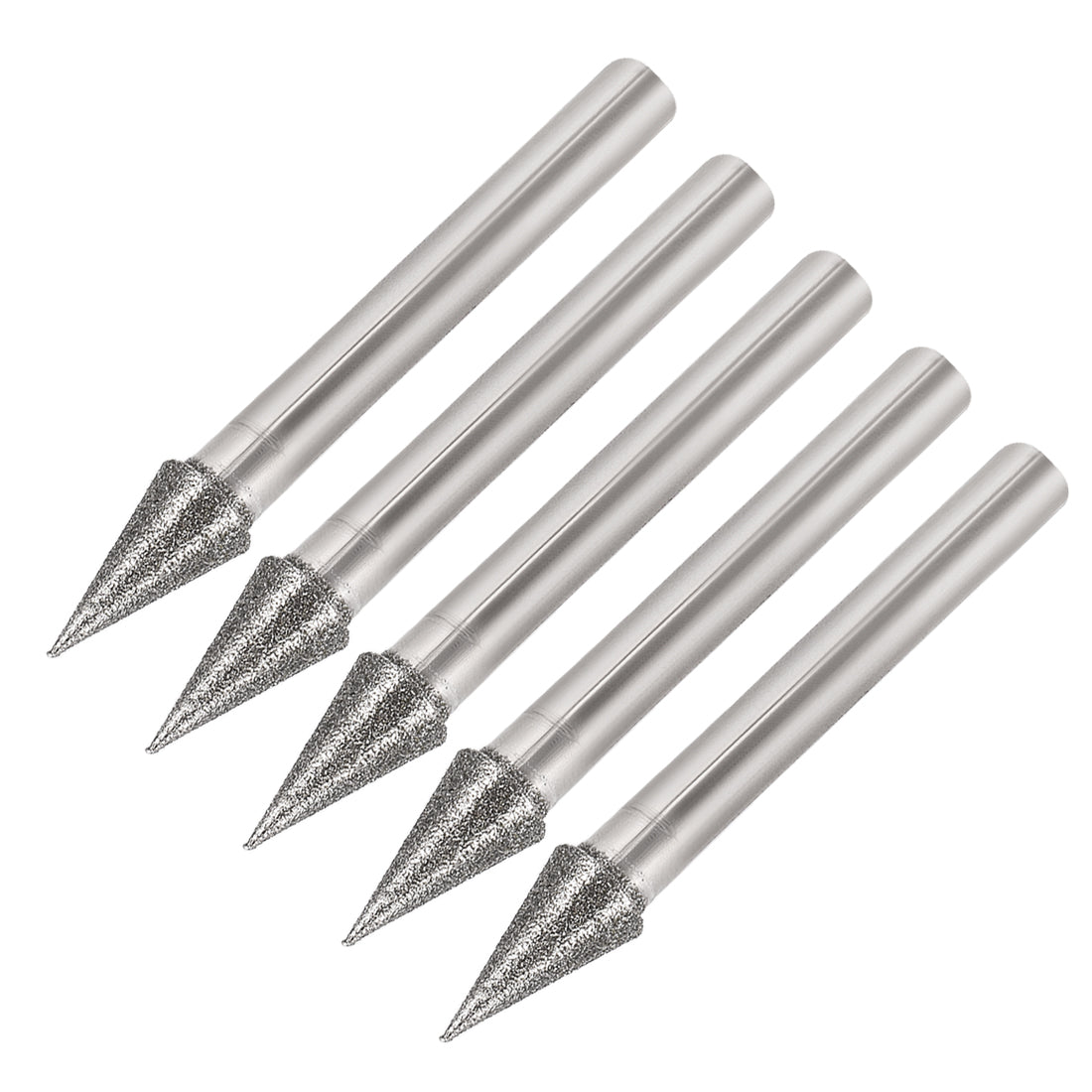 Harfington Diamond Burrs Grinding Drill Bits for Carving Rotary Tool 1/4-Inch Shank 8mm Conial 120 Grit 5 Pcs