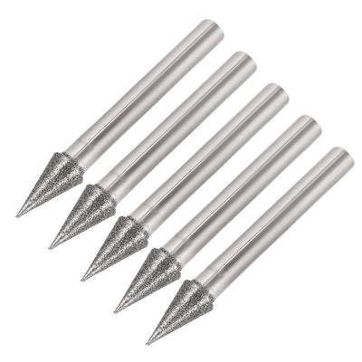 Harfington Diamond Burrs Grinding Drill Bits for Carving Rotary Tool 1/4-Inch Shank 8mm Conial 120 Grit 5 Pcs