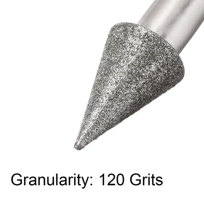 Harfington Diamond Burrs Grinding Drill Bits for Carving Rotary Tool 1/4-Inch Shank 10mm Conial 120 Grit 5 Pcs