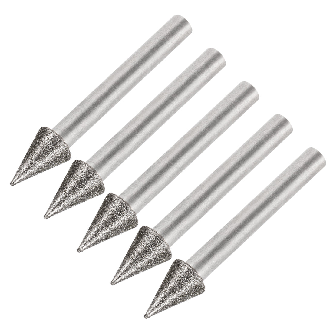 Harfington Diamond Burrs Grinding Drill Bits for Carving Rotary Tool 1/4-Inch Shank 10mm Conial 120 Grit 5 Pcs