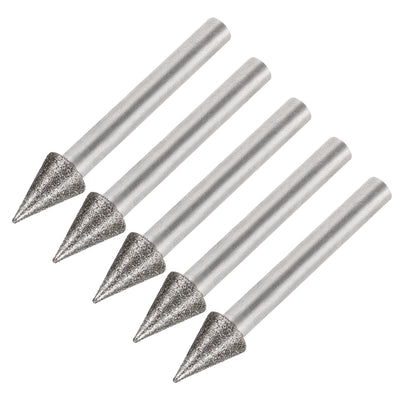 Harfington Diamond Burrs Grinding Drill Bits for Carving Rotary Tool 1/4-Inch Shank 10mm Conial 120 Grit 5 Pcs