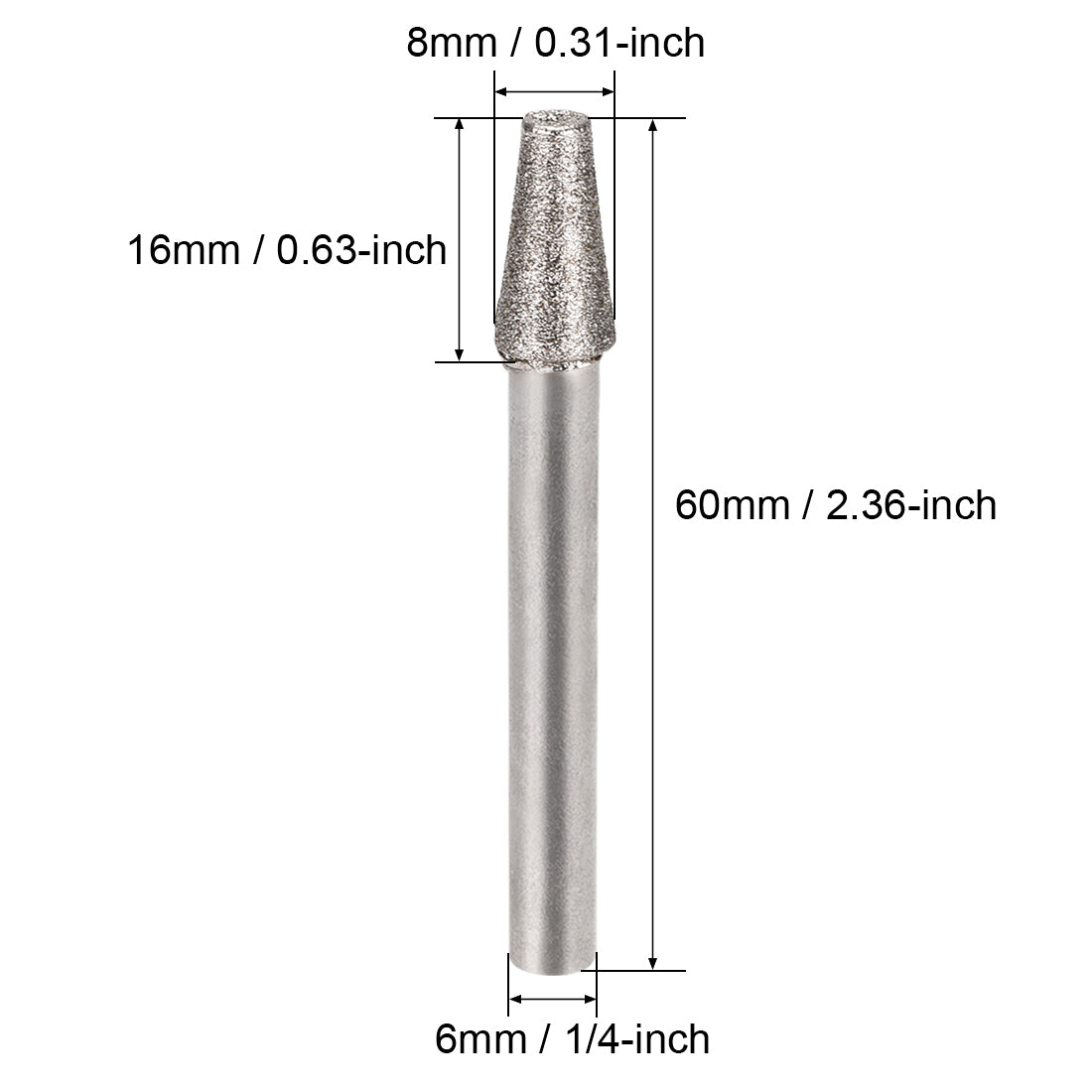 Harfington Diamond Burrs Grinding Drill Bits for Carving Rotary Tool 1/4-Inch Shank 8mm Trapezoid 120 Grit 5 Pcs